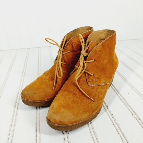 Lucky Brand Junes Leather Lace Up Wedge Chukka Ankle Boots C 606 - Picture 2 of 13